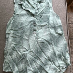 Beachlunchlounge Green and White Striped Top